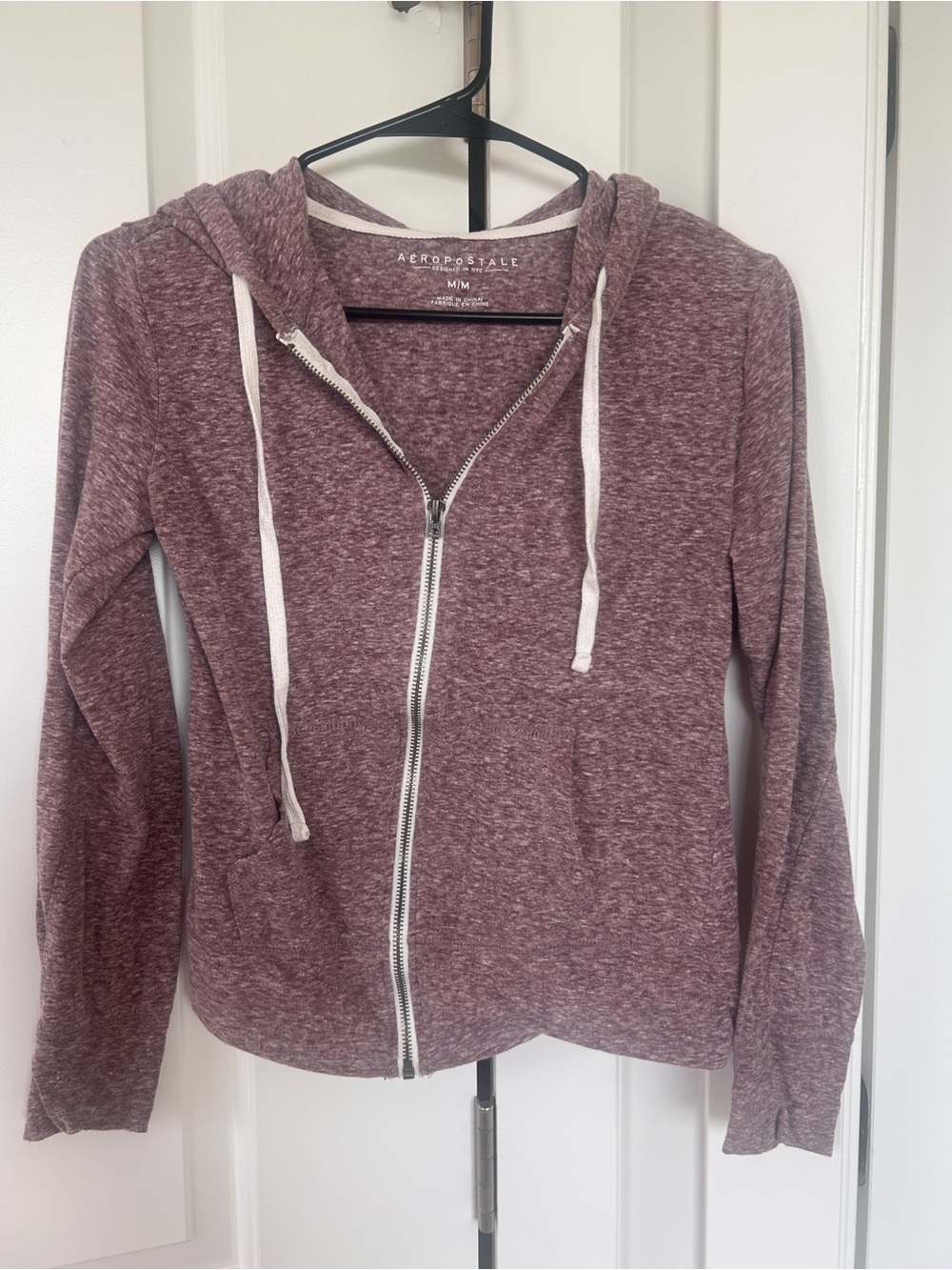 Aeropostale Mauve Marled Full-Zip Hoodie Cropped | Size Medium